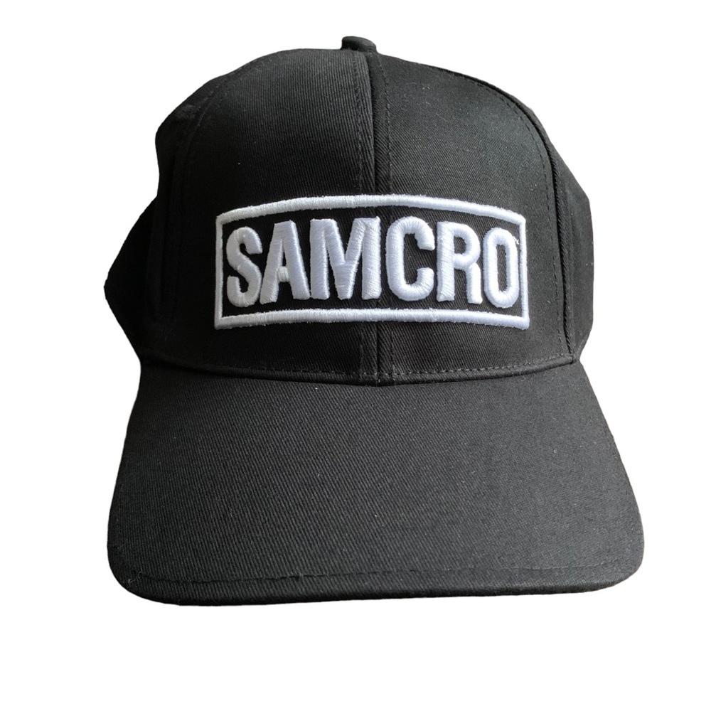Sons of Anarchy SAMCRO Fitted Hat Black & White Cap Biker Edgy